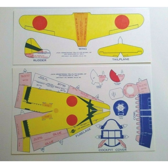 Airplane Toy Jack Armstrong Tru-Flite Model Of Japanese Nakajima GM Cereal 1944 - Picture 1 of 6